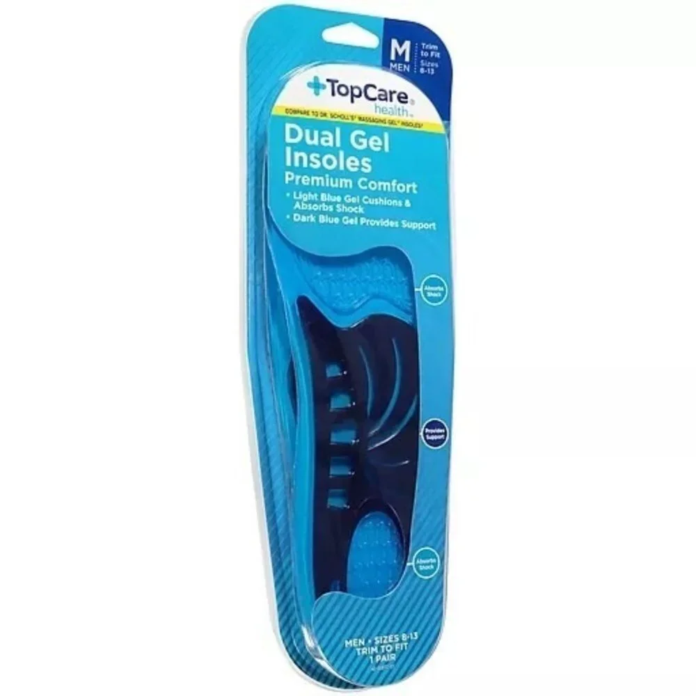 NWT TopCare Men's Premium Comfort Insoles Dual‎ Gel